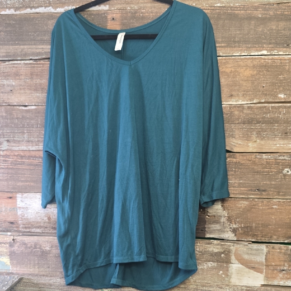 B&B Boutique Teal V-Neck Women's Top, Size 2X, NWT